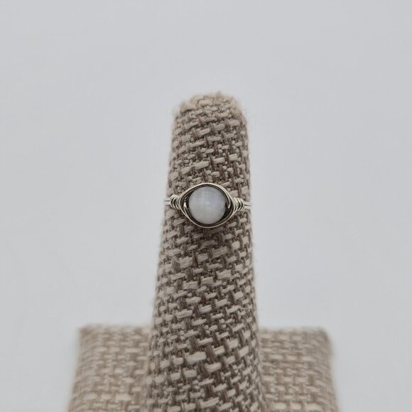 Size 4 Sterling Silver Handmade Moonstone Wrapped Wire Ring A3976 - Picture 1 of 7